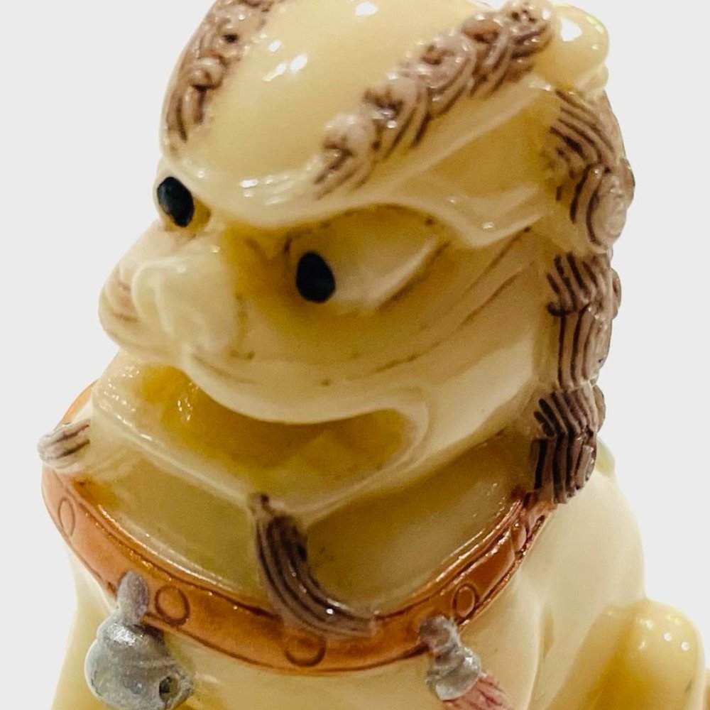 Foo Dog Hand Decorated Painted Resin Figurine Makers Mark - Picture 11 of 12